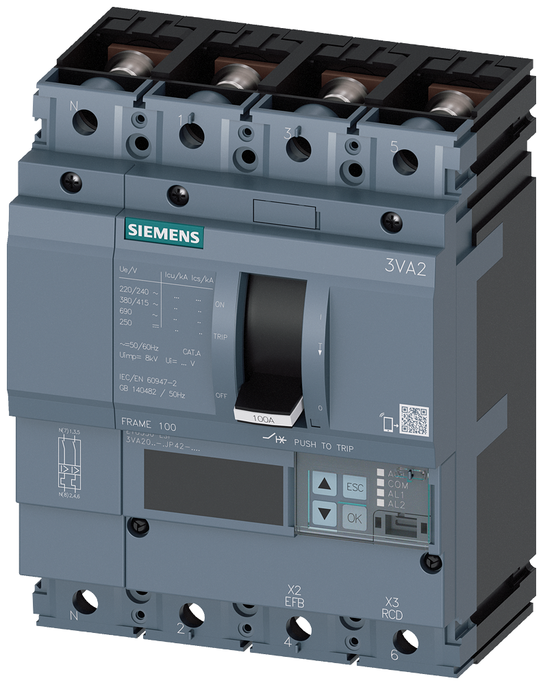 KOMPAKTNI PREKIDAČ, 3VA2, 4P, IN=40A, ICU=85KA, ETU550, PRIKLJUČAK ZA PAPUČICU