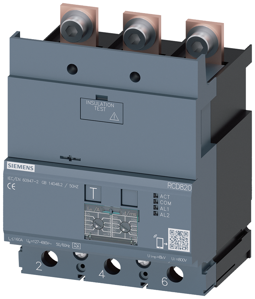 FID ČLAN RCD820, 3P, TIP A, 0.03-30A,  0-10S, 160A, 127-690VAC, 50/60HZ, , ZA 3VA20/3VA21