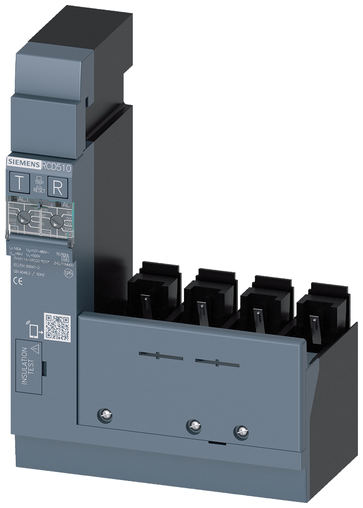 FID ČLAN RCD510, 4P, TIP A, 0.03-5A,  0-3S, 160A, 127-480VAC, 50/60HZ, BOČNA MONTAŽA (LEVO), ZA 3VA11
