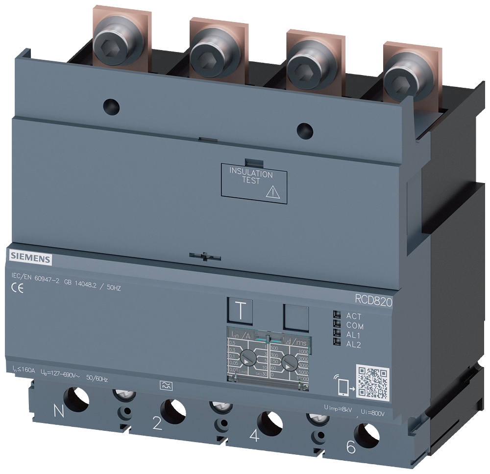 FID ČLAN RCD820, 4P, TIP A, 0.03-30A,  0-10S, 160A, 127-690VAC, 50/60HZ, , ZA 3VA20/3VA21