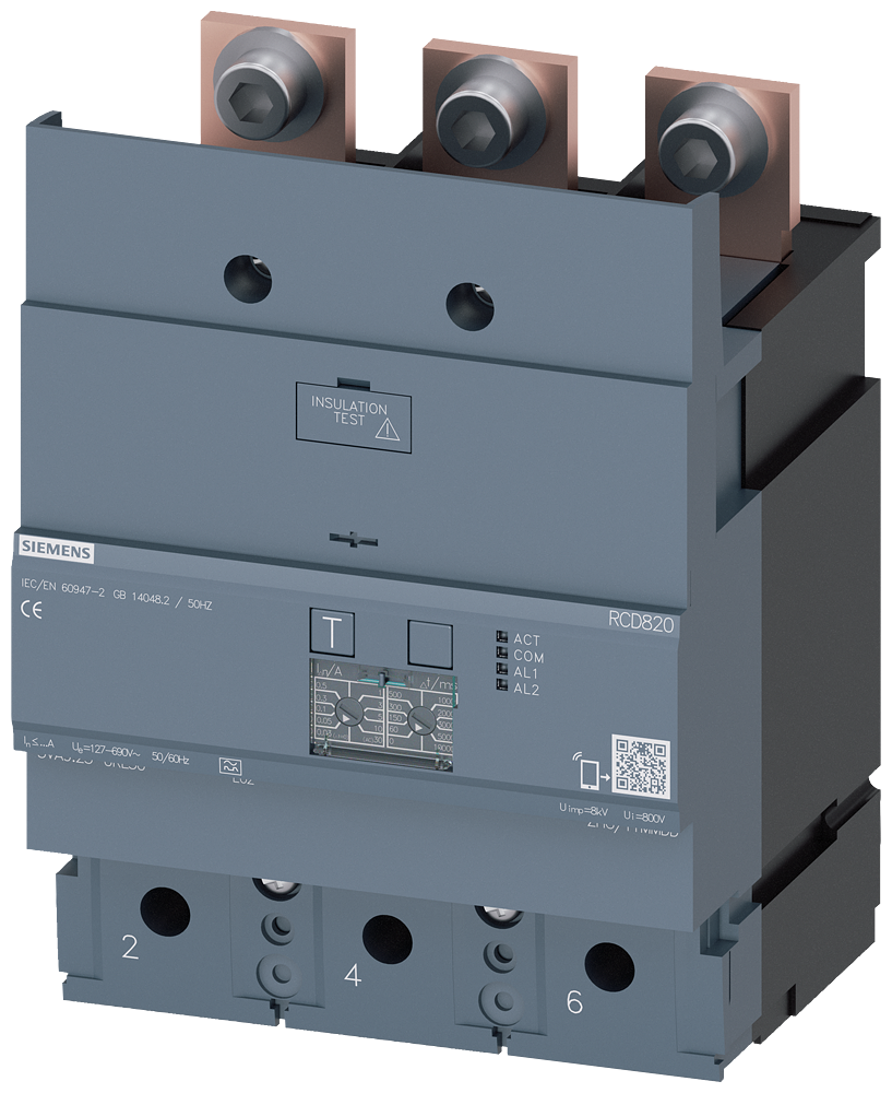 FID ČLAN RCD820, 3P, TIP A, 0.03-30A,  0-10S, 630A, 127-690VAC, 50/60HZ, , ZA 3VA24