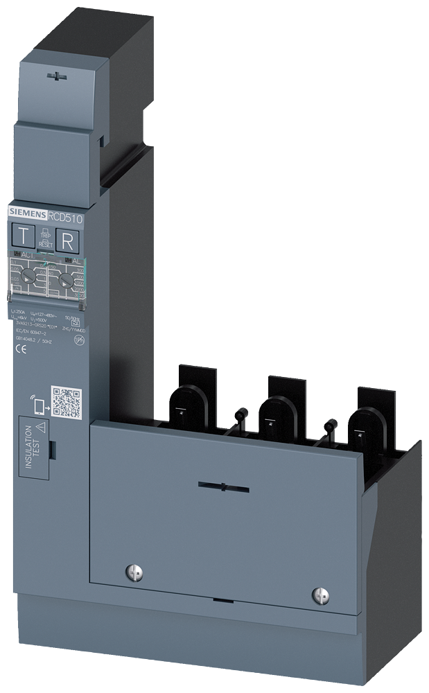 FID ČLAN RCD510, 3P, TIP A, 0.03-5A, 0-3S, 250A, 127-480VAC, 50/60HZ, BOČNA MONTAŽA (LEVO), ZA 3VA12