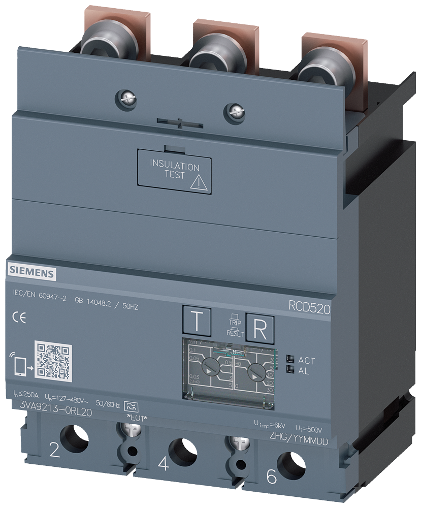 FID ČLAN RCD520, 3P, TIP A, 0.03-5A,  0-3S, 250A, 127-480VAC, 50/60HZ, , ZA 3VA12