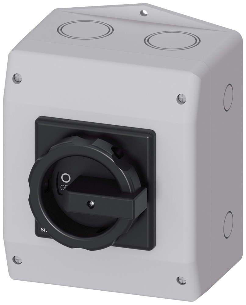 GREBENASTI PREKIDAČ, 0-1, 3P, 63A, AC23, 22KW, U KUĆIŠTU, CRNI