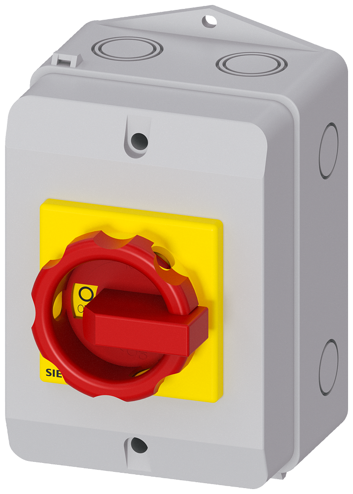 GREBENASTI PREKIDAČ, 0-1, 3P, 16A, AC23, 7.5KW, U KUĆIŠTU, CRVENO-ŽUTI