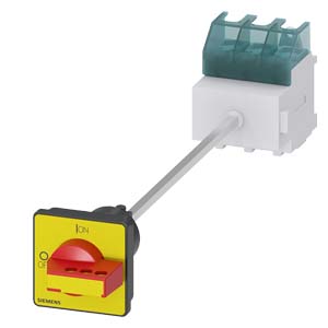 GREBENASTI PREKIDAČ, 0-1, 3P, 63A, AC23, 22KW, NA DIN ŠINU, PRODUŽENI POGON, CRVENO-ŽUTI