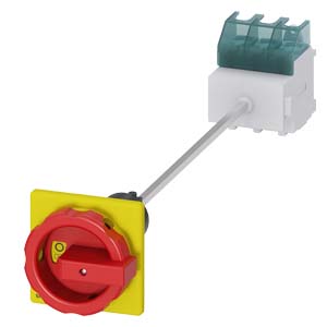 GREBENASTI PREKIDAČ, 0-1, 3P, 63A, AC23, 22KW, NA DIN ŠINU, PRODUŽENI POGON, CRVENO-ŽUTI