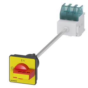 GREBENASTI PREKIDAČ, 0-1, 3P, 32A, AC23, 11.5KW, NA DIN ŠINU, PRODUŽENI POGON, CRVENO-ŽUTI