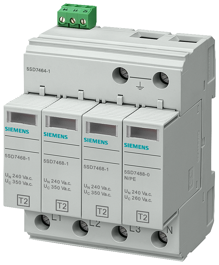 ODVODNIK PRENAPONA, TIP 2, UTIČNI, 4P, TN-S/TT, POMOĆNI KONTAKT, UC=350V