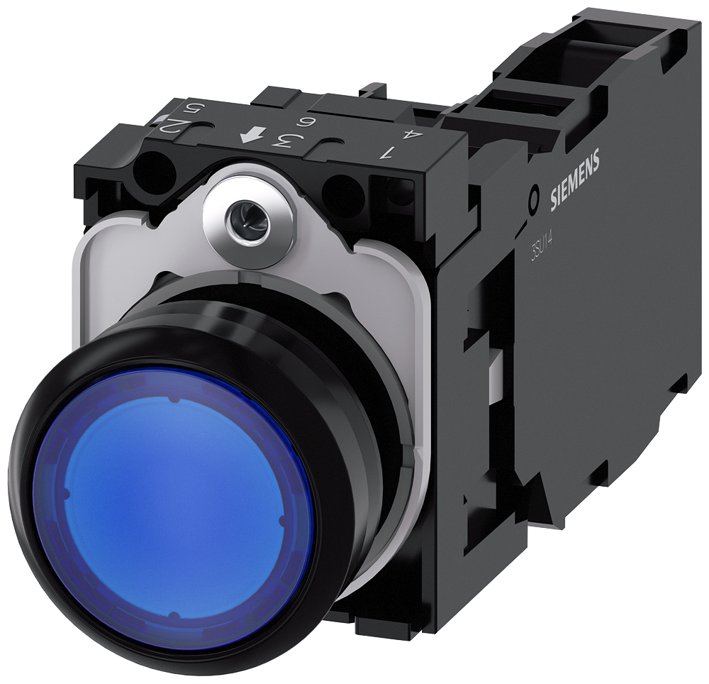 SVETLEĆI TASTER, PLAVI, 1NO+1NC, TRENUTNI KONTAKT, 230VAC, ŠRAF