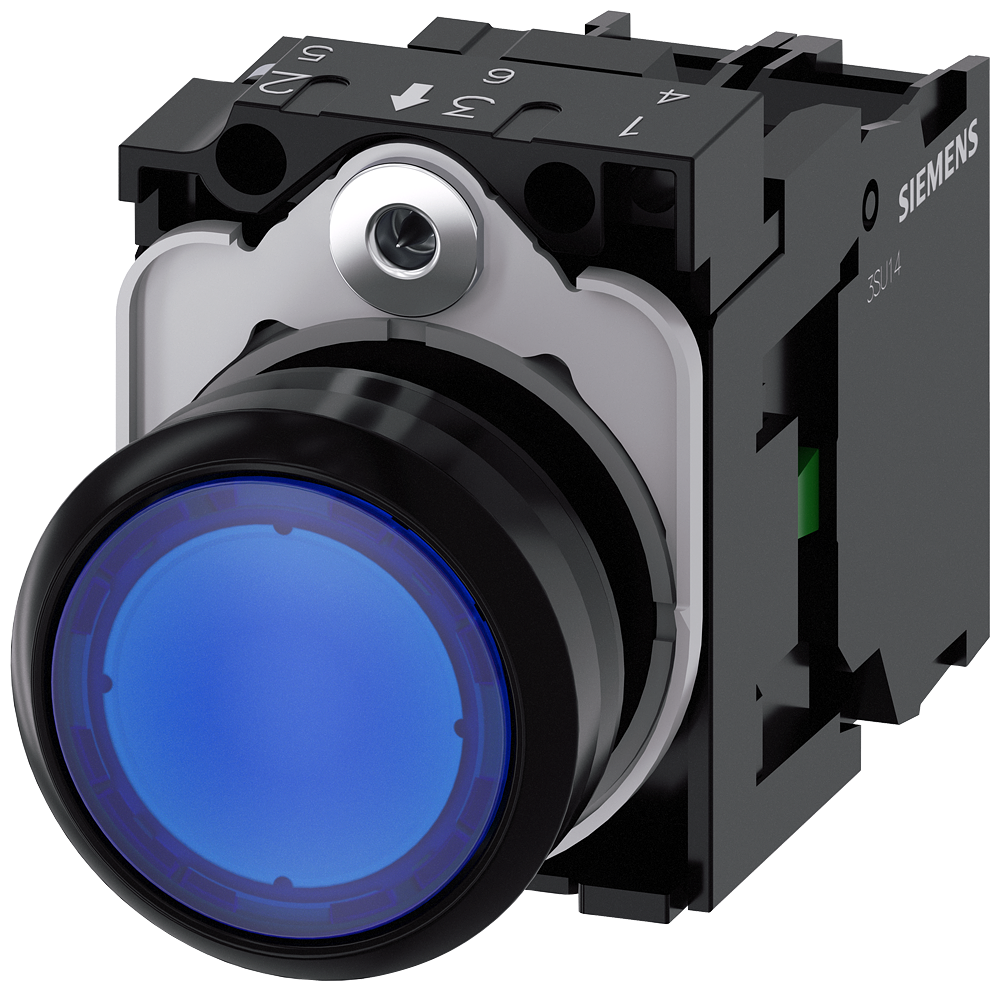 SVETLEĆI TASTER, PLAVI, 1NO, TRENUTNI KONTAKT, 230VAC, ŠRAF