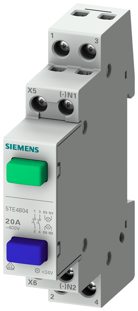 MODULARNI TASTER BEZ FUNKCIJE ODRŽAVANJA KONTAKTA, 1NO+1NO, 20A, 2 TASTERA ZELENI/PLAVI, 400VAC