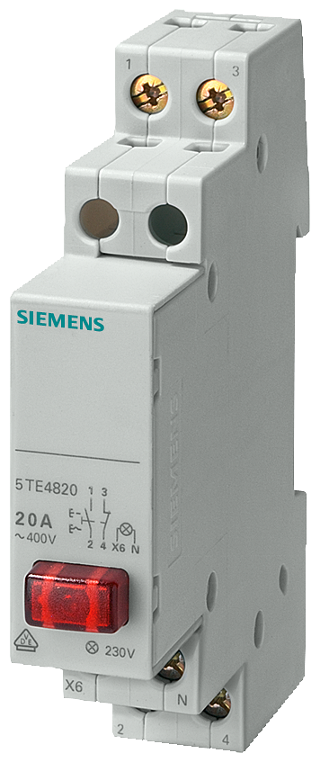 MODULARNI TASTER, SVETLEĆI, 2NO, 20A, CRVENI TASTER, 400VAC
