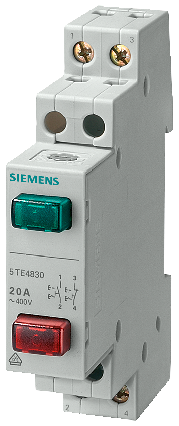 MODULARNI TASTER, 2X(1NO+1NC), 20A, DVOSTRUKI TASTER ZELENI/CRVENI, 400VAC