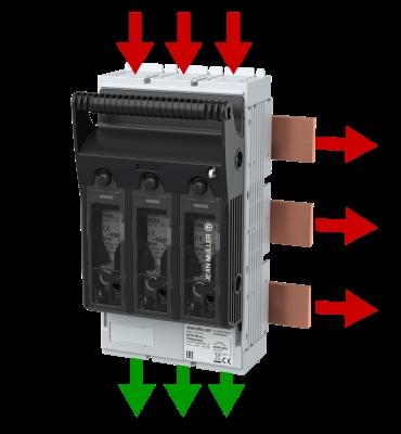 HORIZONTALNI RASTAVLJAČ SA OSIGURAČIMA, MODUL ZA NAPAJANJE, NV00, IN=160A, 3P, 60 MM 